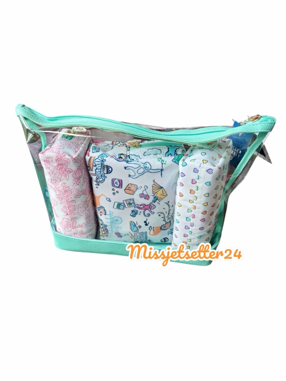 Roller Rabbit x Target 4 Piece Pouch Set Colorful Travel Bag Organizers NEW